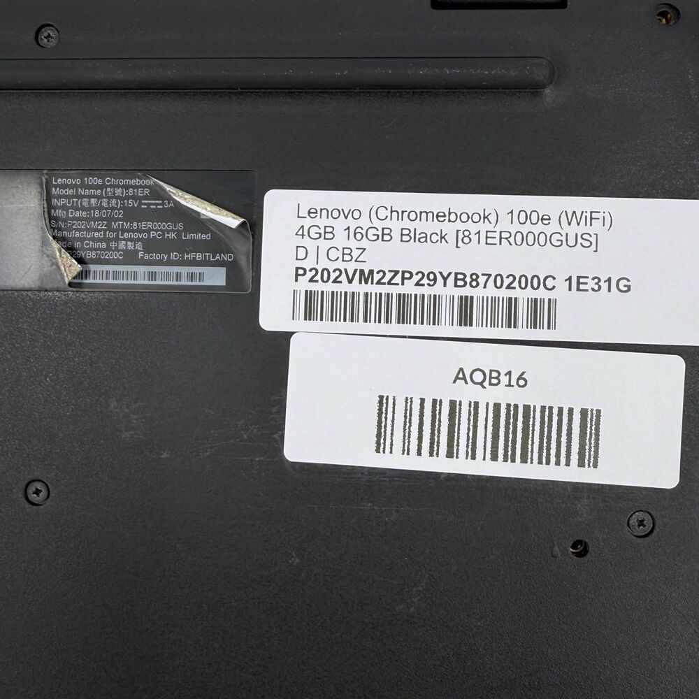Lenovo Chromebook 100e 1st Gen WIFI 4GB RAM 16GB HD Black [81ER000GUS] - Picture 4 of 15